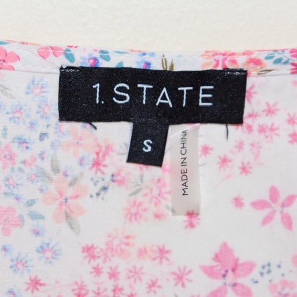 1. State Floral Smocked V-Neck Flutter Sleeve Top - Picture 7 of 8